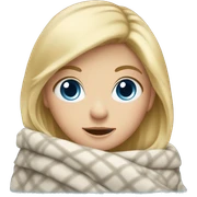 Blond Girl with blue eyes in a winter outfit with a blanket sticker