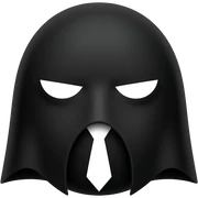 Minimalist shadow character with only white half-closed eyes and a small floating tie, blending into a black background. Clean, high-contrast, centered, eerie calm, vector style. sticker