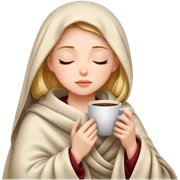 girl inside a blanket sipping coffee eyes closed sticker