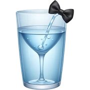 A glass of water with a black Coquette bow sticker