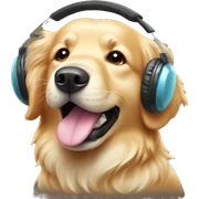 Golden retriever with earmuffs sticker