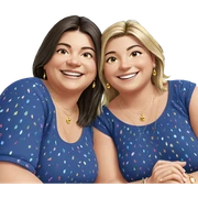 smiling girls outdoors with jewelry sticker