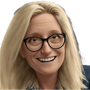 smiling blonde with glasses sticker
