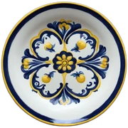 Deruta plate blue yellow sticker