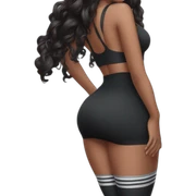full-body-back-view-curvy-beauty-black-lifted skirt white-knickers and long socks sticker