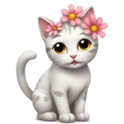 cute cat with flower sticker