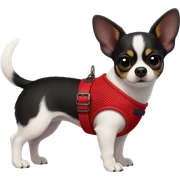 Black and white chihuahua in red harness sticker