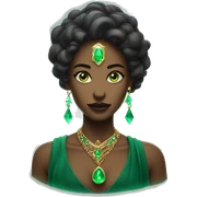 Mystical woman with glowing eyes and emerald jewelry  sticker
