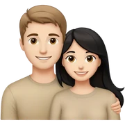 Caucasian boyfriend with light brown hair and girlfriend with black hair happy sticker