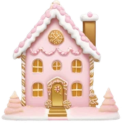 light pink and gold and white gingerbread house sticker