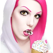 pink-haired girl enjoying ice cream sticker