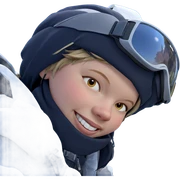 smiling girl outdoors with goggles sticker