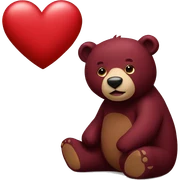 Burgundy bear with heart sticker
