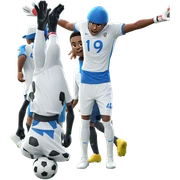 boys playing soccer with gloves sticker