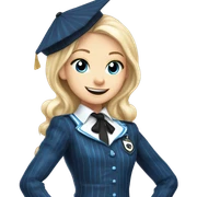 Glitter Girl blonde enid sinclair from Nevermore academy in blue and black vertically striped school uniform dancing to music  sticker