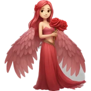 big wings, rose, Beautiful, fairy, red, long hair sticker