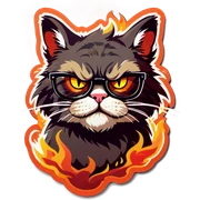Angry cat with glasses on fire  sticker