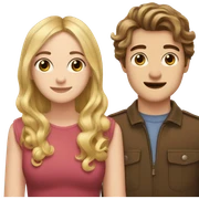 Brown haired Victoria pedretti and blonde haired henry caville in love sticker