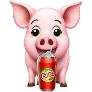 A pig drinking a soda  sticker