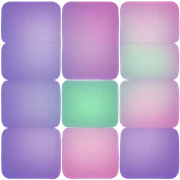 Block of 9 squares purple pink light blue green sticker