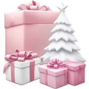 Light pink Christmas gifts under a white Christmas tree  sticker