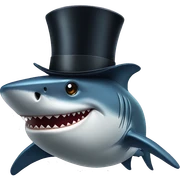 Shark with a top hat sticker