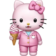 Hello kitty eating ice cream and wearing pink pjs sticker