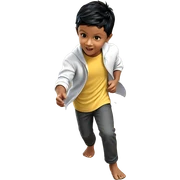 boy with black hair barefoot sticker