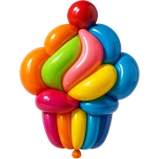 cupcake, shiny and inflated, floating, balloon style sticker