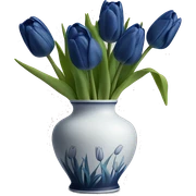 Navy blue tulips in white vase  sticker
