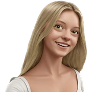 smiling girl in cityscape sticker