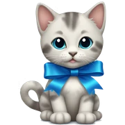 kitten with a blue ribbon sticker