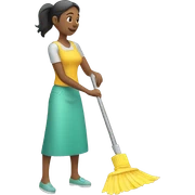woman cleaning sticker
