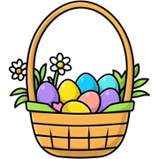 Easter basket filled with eggs and spring flowers sticker
