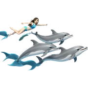 smiling girl swimming with dolphin sticker