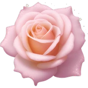 Rose "A fully bloomed pastel pink rose with delicate, silky petals that radiate a soft glow, surrounded by tiny sparkles and a faint shimmering mist." sticker