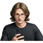 young man with smartphone sticker