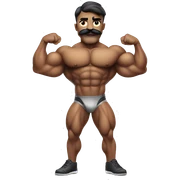 Bodybuilder with a mustache wearing Omni man’s costume and flexing his muscles sticker