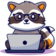 raccoon data scientist with a computer sticker
