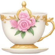 princess tea cup with pink flowers and gold details  sticker