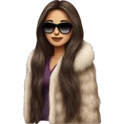 Beautiful long hair brunette with fur coat and sunglasses sticker