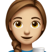 Smiling girl with coffee cup. Instagram coach. Brown hair  sticker