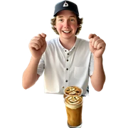 smiling boy at restaurant window sticker