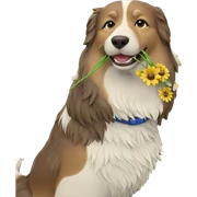 dog resting among flowers sticker