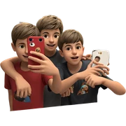 boys taking a mirror selfie sticker
