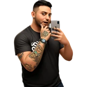 boy with phone and tattoos sticker