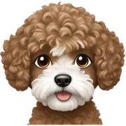 Me (brown hair and eyes) with maltipoo sticker
