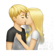 Blond boy kissing a blonde girl sticker