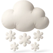 plush snow cloud with falling snowflakes, soft edges, cute and soft, cushion style sticker