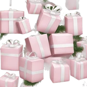 Light pink Christmas gifts under a white Christmas tree  sticker